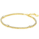 ZINZI gold plated zilveren tennisarmband 2,1mm breed bezet met witte zirkonia’s in verfijnde rijzetting, afgewisseld met drie grotere witte zirkonia's (4,3mm) in chatonzetting ZIA2894Y