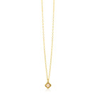 ZINZI gold plated zilveren schakelketting met een lichtbruine klaver in het midden 40-45cm ZIC2905C