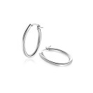 28mm ZINZI zilveren oorringen met organisch gevormde buis 3mm breed en handige bovensluiting ZIO2700