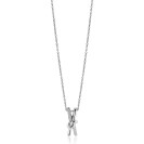 45cm ZINZI zilveren ketting met cross-over hanger 19mm met knoop, bezet met witte zirconia's ZIC2505