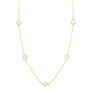 ZINZI gold plated zilveren ketting met vijf klavers 11mm in parelmoer 42-45cm ZIC-BF153
