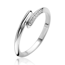ZINZI zilveren ring met een elegante twist en met witte zirkonia’s die perfect in de vorm meelopen ZIR2833C