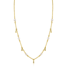 ZINZI gold plated zilveren ketting met witte zoetwaterparels en druppeltjes 42-45cm ZIC2753