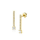 26mm ZINZI gold plated zilveren tennis oorstekers met een rijzetting witte zirkonia's in verschillende grootte ZIO2894Y