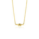 ZINZI gold plated zilveren schakel ketting met staafje en trendy knoop 45-48cm ZIC-BF115G