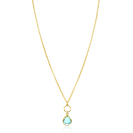 ZINZI gold plated zilveren ketting met open rondje en ovale hanger, bezet met turquoise kleursteen 40-45cm ZIC2716G