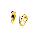 16mm ZINZI gold plated zilveren oorringen met een glad organisch gevormd design, luxe klapsluiting ZIO2840G