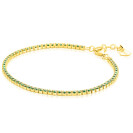 ZINZI gold plated zilveren tennis armband 2,1mm breed met rijzetting smaragdgroene zirkonia's ZIA2892G