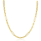 ZINZI gold plated zilveren schakelketting 45cm met opvallende rechthoekige, ovale en ronde schakels ZIC2784G
