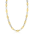 ZINZI gold plated zilveren schakelketting 42-45cm met bicolor rechthoekige schakels (6,5mm breed) ZIC2757