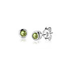 AUGUSTUS oorknoppen 4mm zilver met geboortesteen groen peridoot zirconia
