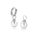 8mm ZINZI zilveren oorbedels met ronde witte parel en pavé gezette top met witte zirkonia’s ZICH2823 (zonder oorringen)