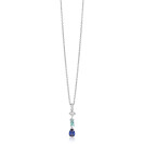 ZINZI zilveren collier 45cm met sierlijke hanger (27mm) bezet met een ronde witte zirkonia, licht aquablauwe rechthoekige kleursteen en diepblauwe peervormige kleursteen ZIC2901
