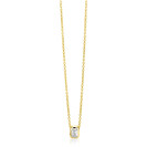 ZINZI gold plated zilveren collier 45cm met een rechthoekige gladde kastzetting (9mm), bezet met een witte zirkonia ZIC2899