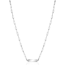 ZINZI zilveren ketting met paperclip-schakels en glanzend rechthoekig plaatje om te graveren 42-45cm ZIC2530