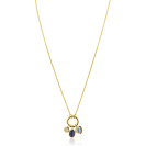 ZINZI gold plated zilveren ketting met ronde sluitring en drie luxe bedels 42-45cm ZIC2737