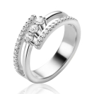 ZINZI zilveren multi-look ring (8mm breed) met 3 rijen, bezet met witte zirconia's ZIR2645C