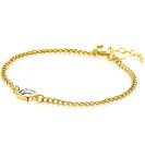 ZINZI gold plated zilveren gourmet armband met vierkante zetting bezet met witte zirconia 16-19cm ZIA2417Y