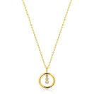 ZINZI gold plated zilveren ketting 45cm met ronde hanger en drie fonkelende witte zirkonia's ZIC2820Y