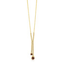 ZINZI gold plated zilveren Y-collier 45cm met luxe tennislook en champagnekleurige zirkonia's in rijzetting met twee grotere donkerbruine kleurstenen ZIC2894C