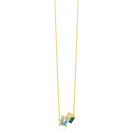 ZINZI gold plated zilveren collier 45cm met geometrische hanger (14mm) in lichtblauw, petrolblauw en wit ZIC2897