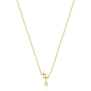ZINZI goldplated zilveren ketting 45cm 'sterrendans' met twee speelse sterren en bungelende witte zirkonia ZIC2837