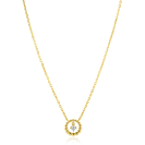 ZINZI goldplated zilveren ketting 45cm met ronde bolletjeshanger en bungelende witte zirkonia ZIC2816