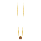 ZINZI gold plated zilveren ketting met vierkante bruine zirkonia 6mm 42-45cm ZIC-BF141