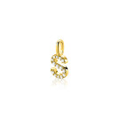 ZINZI gold plated zilveren letter hanger S bezet met witte zirkonia's ZIH2828-S (zonder ketting)