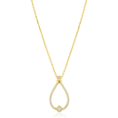 ZINZI goldplated zilveren ketting 45cm met grote sierlijke druppelvormige hanger 35mm met witte zirkonia’s ZIC2815