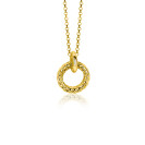 ZINZI zilveren hanger extra 14K geel verguld rond met touweffect 19mm ZIH2246G (zonder collier)