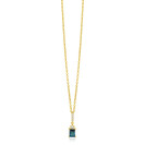 ZINZI gold plated zilveren collier 45cm met sierlijke rechthoekige hanger (22mm) met diep petrolblauwe kleursteen ZIC2896