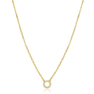 ZINZI gold plated zilveren ketting met open rondje (7,5mm) bezet met witte zirconia's 40-45cm ZIC2550Y