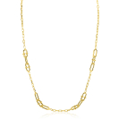 ZINZI gold plated zilveren ketting 45cm met paperclip schakels en dubbele geknoopte schakels ZIC2798