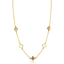 ZINZI gold plated zilveren collier 45cm met drie klavervormige zettingen met bruine kleurstenen ZIC2772