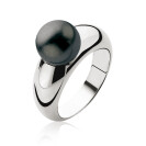 ZINZI zilveren ring parel zwart 10mm ZIR456ZC
