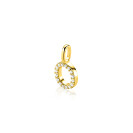ZINZI gold plated zilveren letter hanger O bezet met witte zirkonia's ZIH2828-O (zonder ketting)