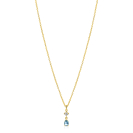 ZINZI gold plated zilveren ketting 42-45cm met luxe peervormige hanger met lichtblauwe kleursteen en witte zirkonia ZIC2744