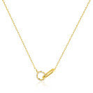 ZINZI gold plated zilveren ketting 45cm met twee verbonden schakels, bezet met witte zirkonia's ZIC2809