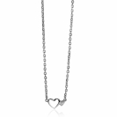 ZINZI zilveren ketting met hartjes zirconia's/zilver 42-45cm ZIC2137