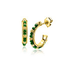 20mm ZINZI gold plated zilveren oorstekers met ronde groene beads en bewerkte bolletjes ZIO-BF129