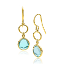 36mm ZINZI gold plated zilveren oorhangers turquoise peer en open rondje ZIO2716G