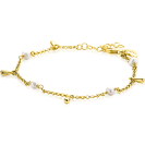 ZINZI gold plated zilveren armband met witte zoetwaterparels en druppeltjes ZIA2753