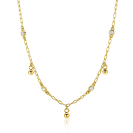 ZINZI gold plated zilveren schakelketting met vier witte zirkonia's en 3 ronde bolletjes, gelijkmatig verdeeld over de ketting 42-45cm ZIC2658
