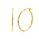 33mm ZINZI gold plated zilveren grote oorringen met gefacetteerde buis en handige bovensluiting ZIO2911G