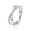 ZINZI zilveren cross-over ring glad wit ZIR1569C