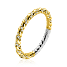 ZINZI gold plated zilveren aanschuifring gedraaid met witte zirconia's ZIR2320YC