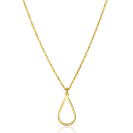 ZINZI gold plated zilveren jasseron ketting met open druppelvormige hanger (10mm) 42-45cm ZIC2635