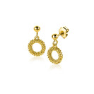 14mm ZINZI gold plated zilveren oorstekers met open rondje van 8,5mm voorzien van een bolstructuur ZIO2704G