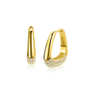 21mm ZINZI goldplated zilveren oorringen glad in een trendy tasvorm, sierlijk bezet met witte zirkonia's en luxe klapsluiting ZIO2806Y